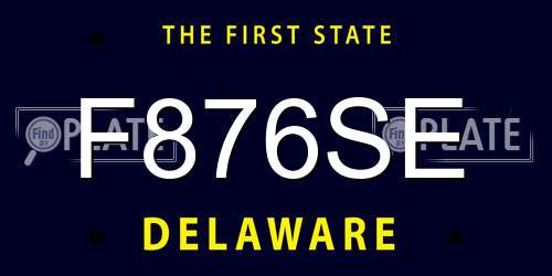 F876SE Delaware License Plate