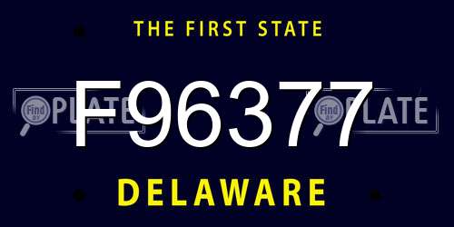 F96377 Delaware License Plate