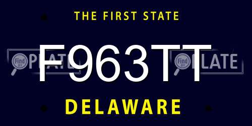 F963TT Delaware License Plate