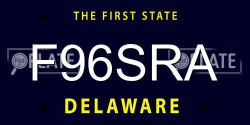F96SRA Delaware License Plate