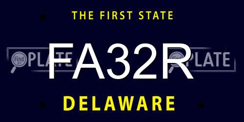 FA32R Delaware License Plate