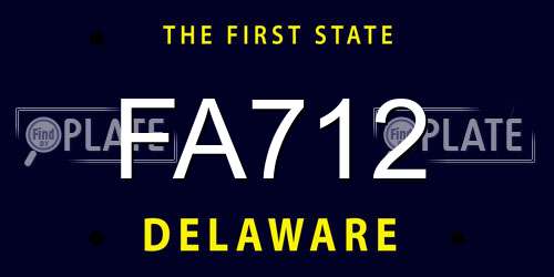 FA712 Delaware License Plate