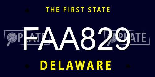FAA829 Delaware License Plate