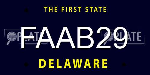 FAAB29 Delaware License Plate