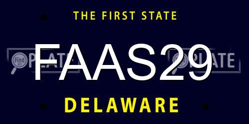 FAAS29 Delaware License Plate