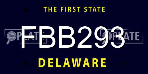 FBB293 Delaware License Plate
