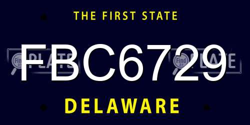 FBC6729 Delaware License Plate
