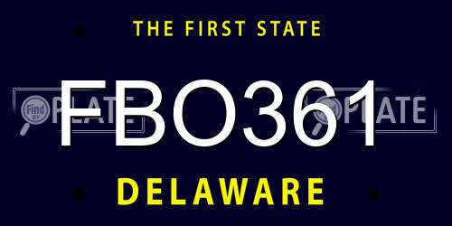 FBO361 Delaware License Plate