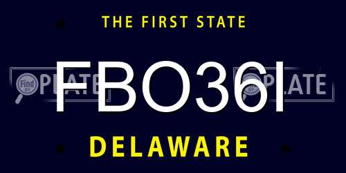 FBO36I Delaware License Plate