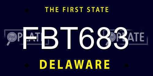FBT683 Delaware License Plate