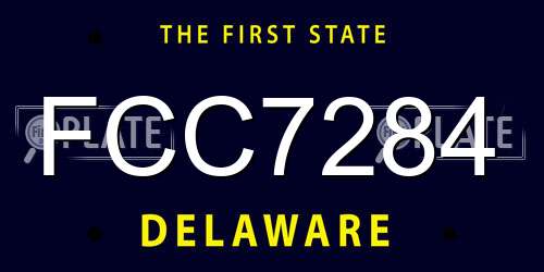 FCC7284 Delaware License Plate