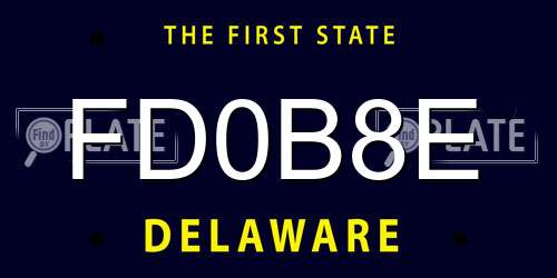 FD0B8E Delaware License Plate