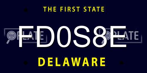 FD0S8E Delaware License Plate