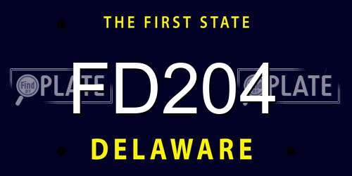 FD204 Delaware License Plate