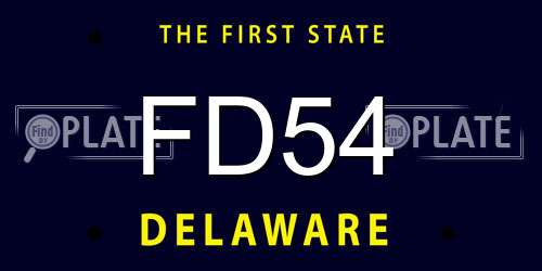 FD54 Delaware License Plate