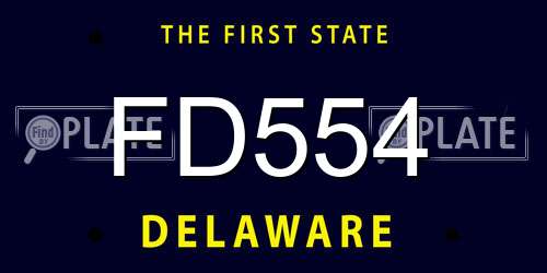 FD554 Delaware License Plate