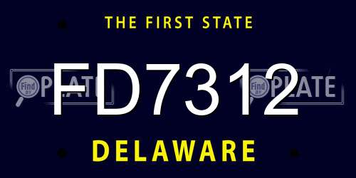 FD7312 Delaware License Plate