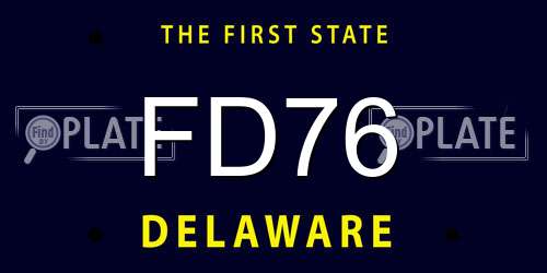FD76 Delaware License Plate