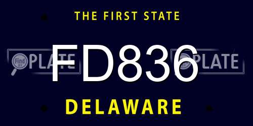 FD836 Delaware License Plate