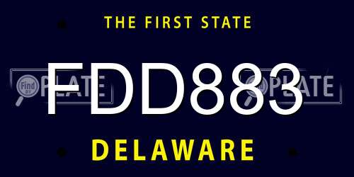 FDD883 Delaware License Plate
