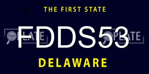 FDDS53 Delaware License Plate