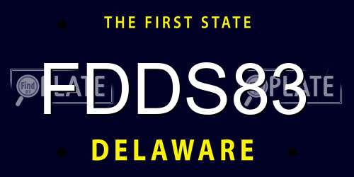 FDDS83 Delaware License Plate