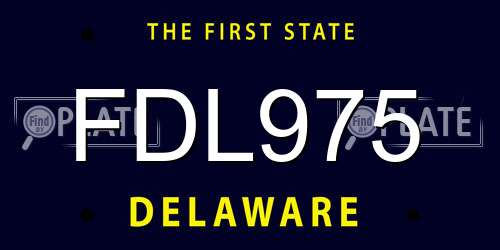 FDL975 Delaware License Plate
