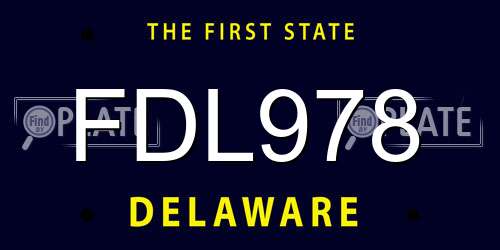 FDL978 Delaware License Plate