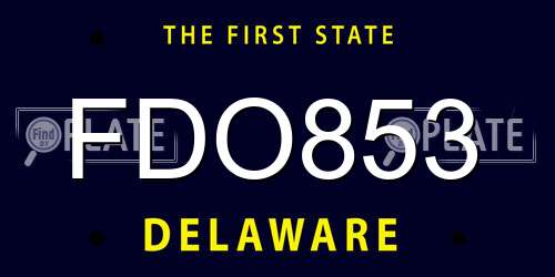FDO853 Delaware License Plate