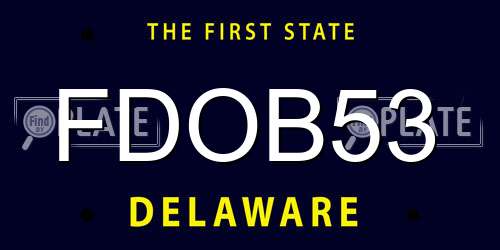 FDOB53 Delaware License Plate