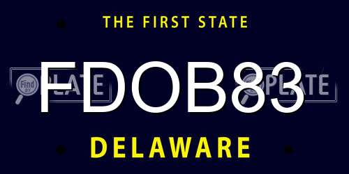 FDOB83 Delaware License Plate
