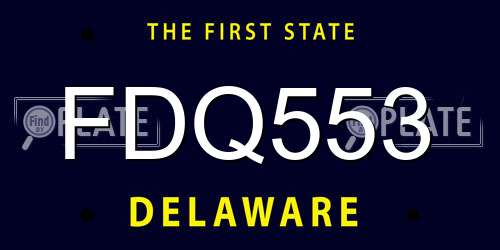FDQ553 Delaware License Plate