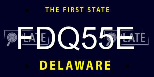FDQ55E Delaware License Plate
