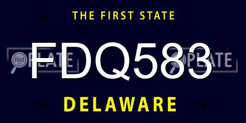 FDQ583 Delaware License Plate