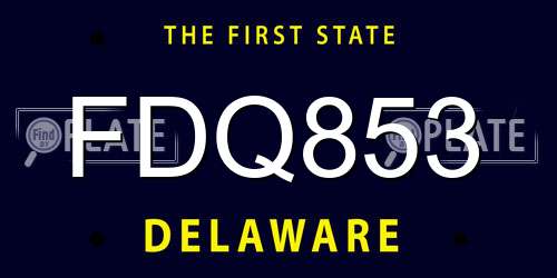 FDQ853 Delaware License Plate