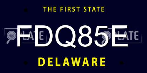 FDQ85E Delaware License Plate