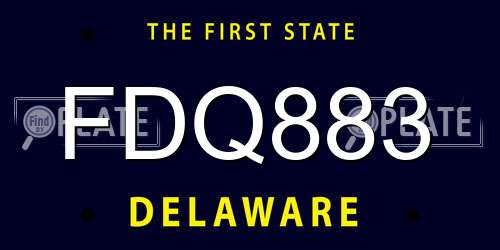 FDQ883 Delaware License Plate