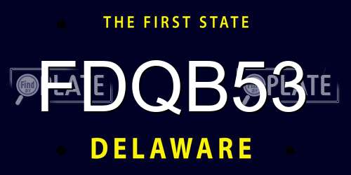 FDQB53 Delaware License Plate