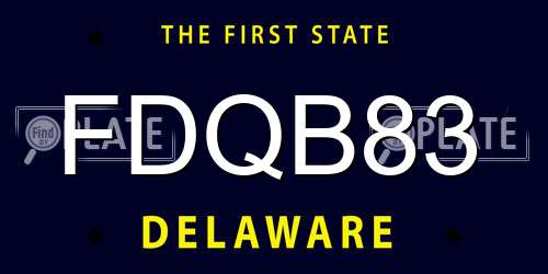FDQB83 Delaware License Plate