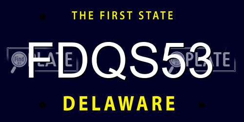 FDQS53 Delaware License Plate