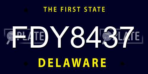 FDY8437 Delaware License Plate