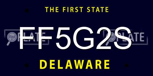 FF5G2S Delaware License Plate