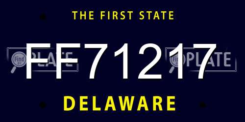 FF71217 Delaware License Plate