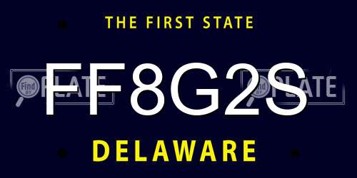FF8G2S Delaware License Plate