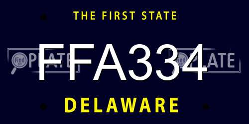 FFA334 Delaware License Plate