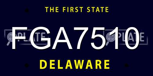 FGA7510 Delaware License Plate