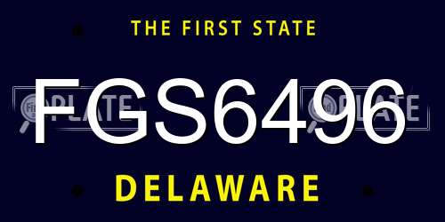 FGS6496 Delaware License Plate