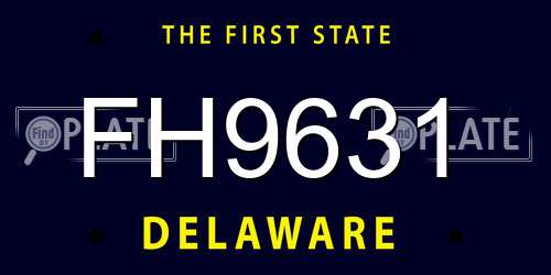 FH9631 Delaware License Plate