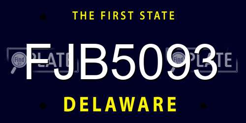 FJB5093 Delaware License Plate