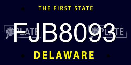 FJB8093 Delaware License Plate